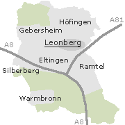 Lage einiger Orte im Stadtgebiet Leonberg