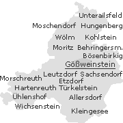 Lage einiger Orte im Stadtgebiet von Gößweinstein / Fränkische Schweiz