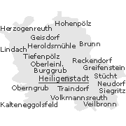 Lage einiger der Marktgemeinde Heiligenstadt / Oberfranken zugehörige Orte