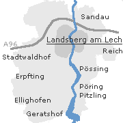 Lage einiger Orte im Stadtgebiet von Landsberg