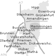 Lage von Orten im Stadtgebiet von Memmingen (Allgäu)