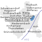 Lage einiger Orte der Gemeinde Wang dicht um Moosburg a.d.Isar