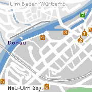 Neu-Ulm - Plan einiger Sehenswürdigkeiten in der Inenstadt