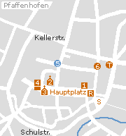 Plan der Sehenswürdigkeiten der Pfaffenhofer Innenstadt