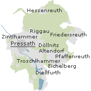 Lage einiger Orte im Stadtgebiet von Pressath