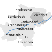 Lage der Stadtteile von Zirndof, Stadt in Mittelfranken