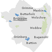 Lage der Orte in der Stadt Brüssow