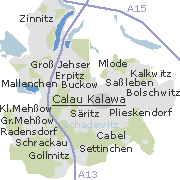 Lage einiger Ortsteile von Calau