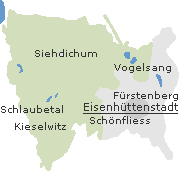 Lage der Orte im Stadtgebiet von Eisenhüttenstadt