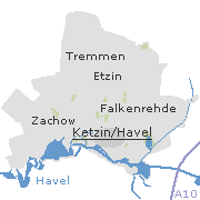 Lage einiger Ortsteile von Ketzin/Havel