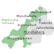 Lage einiger Orte im Stadtgebiet von Müncheberg
