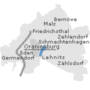 Lage einiger Orte im Stadtgebiet von Oranienburg
