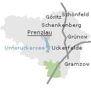 Lage einiger Orte im Stadtgebiet von Prenzlau