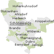 Lage einiger Ortsteile von Schönewalde