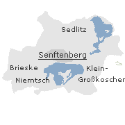Lage der Stadtteile im Stadtgebiet von Senftenberg