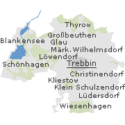 Lage einiger Ortsteile von Trebbin
