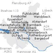 Hamburg - Lage der Stadtbezirke / einiger Stadtteile
