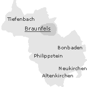 Lage einiger Orte im Stadtgebiet von Braunfels