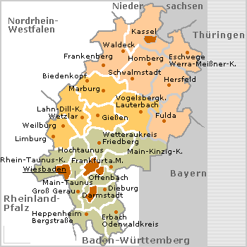 Klick in die Hessen Karte mit Städten und Kreisen