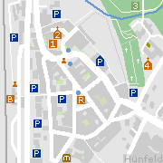 Stadtplan der Sehenswürdigkeiten der Innenstadt von Hünfeld