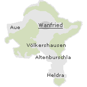 Lage einiger Orte im Stadtgebiet von Wanfried