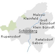 Lage der Ortsteile im Stadtgebiet von Schönberg in Mecklenburg
