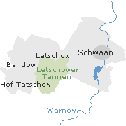 Lage einiger Orte im Stadtgebiet von Schwaan
