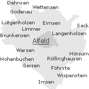 Lage einiger Stadtteile von Alfeld