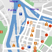 Hannoversch Münden, Plan der Sehenswürdigkeiten in der Innenstadt