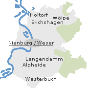 Lage einiger Orte im Stadtgebiet von Nienburg