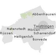 Lage einiger Ortsteile von Twistringen