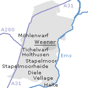 Lage einiger Ortsteile von Weener