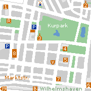 Wilhelmshaven, Stadtplan der Sehenswürdigkeiten in der Innenstadt