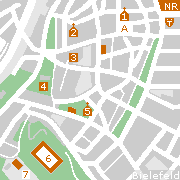 Bielefeld, Stadtplan der Sehenswürdigkeiten in der Innenstadt