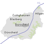 Lage einiger Orte im Stadtgebiet von Burscheid