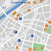 Duisburg, Stadtplan der Sehenswürdigkeiten in der Altstadt