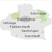 Lage einiger Orte im Stadtgebiet von Espelkamp