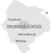 Lage einiger Orte im Stadtgebiet von Herzebrock-Clarholz