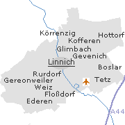 Lage einiger Orte im Stadtgebiet von Linnich