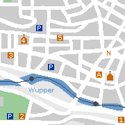 Wuppertal Stadtplan der Sehenswürdigkeiten in der Innenstadt