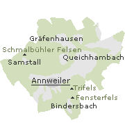 Lage der Stadtteile im Stadtgebiet von Annweiler am Trifels