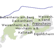 Lage wichtigerOrte im Stadtgebiet von Freinsheim