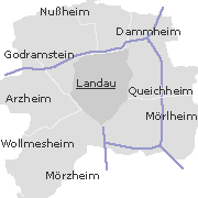 Lage der Stadtteile im Stadtgebiet des Pfälzischen Landau