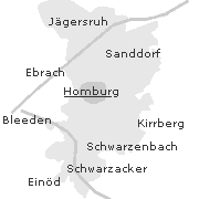 Lage einiger Stadtteile von Homburg im Saarland