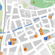 Plan der Innenstadt von Merzig mit einigen Sehenswürdigkeiten
