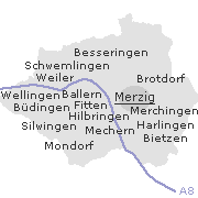 Lage einiger Orte im Stadtgebiet von Merzig