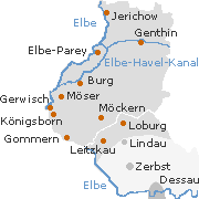 Anhalt-Jerichow Kreiskarte mit Zerbst, Genthin Elbe Parchim