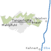 Lage einiger Orte im Stadtgebiet von Tangerhütte