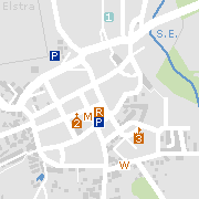 Sehenswertes und Markantes in der Innenstadt von Elstra / Halštrow