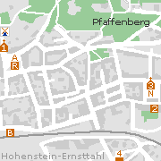 Hohenstein-Ernstthal, Stadtplan der Sehenswürdigkeiten in der Innenstadt